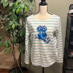 Talbots Petites blue & white striped cotton top szLp